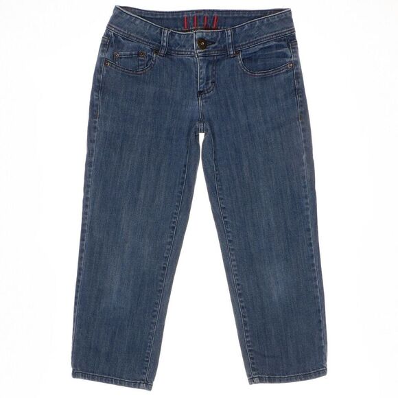 Elle Crop Capri Jeans Size 2 Womens Blue Denim Stretch Measures 28 x 21.5 - Picture 1 of 9